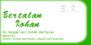 bertalan kohan business card